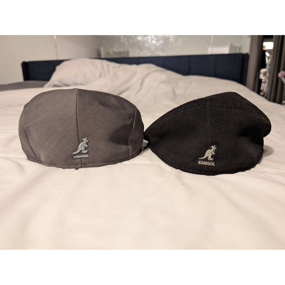 Kangol Tropic 504 & 507 Flat Cap Bundle Mens XL Grey Black Ventair Ivy Hats